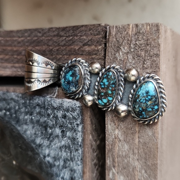 Amazing NWOT Native American Navajo 3 Stone Turquoise Pendant 💙 - Picture 10 of 11